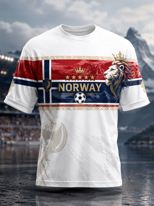 Herren norwegisches Fußballspiel Jubeln Element Kunstdruck T-Shirt