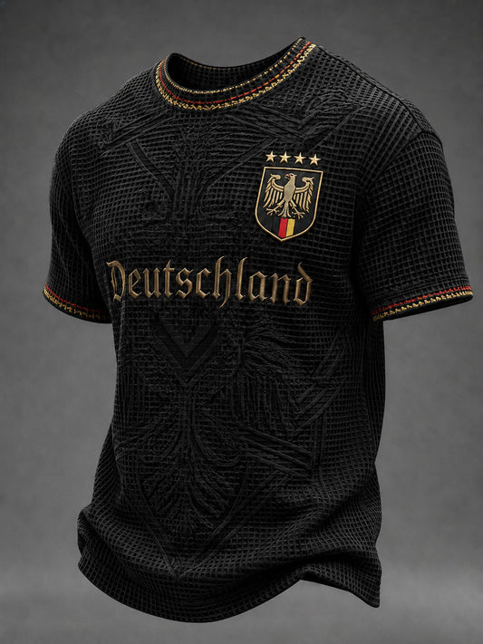 Herren-Fußball-Waffelpiqué-T-Shirt mit Deutschland-Druck