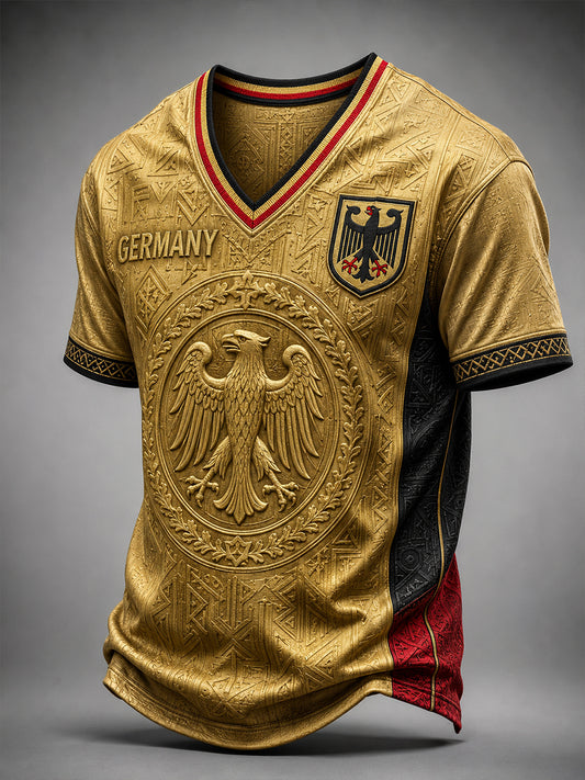 Herren-Fußball-V-Neck-T-Shirt aus Deutschland