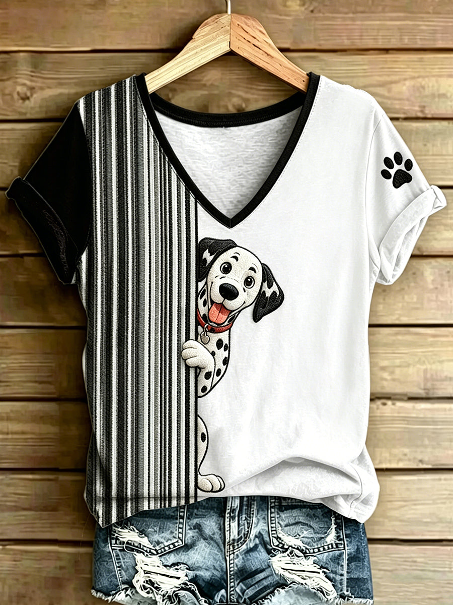 Damen-Tier streifen bedruckt Vintage Mode Lose Kurzarm T-Shirt