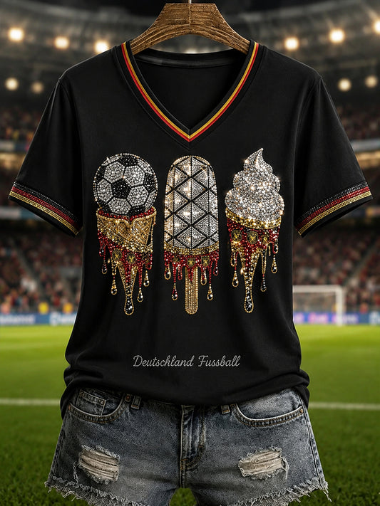 Damen-Fußball-V-Ausschnitt-T-Shirt in Deutschland