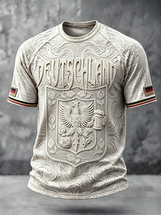 Herren-Retro-Deutschland-Fußball-T-Shirt 2026 mit Aufdruck, lässig, Drop‑Shoulder‑Schnitt