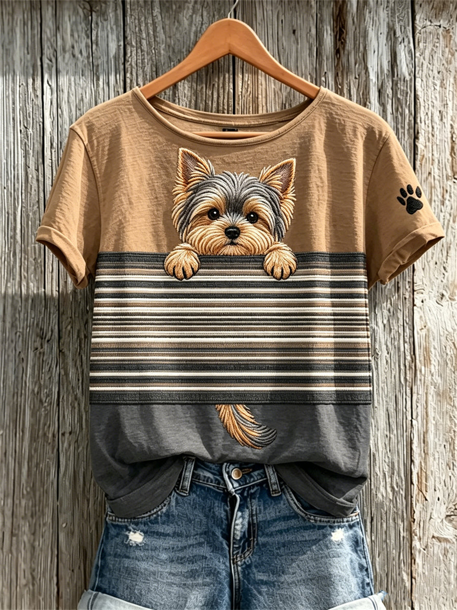 Kurz ärmel iges T-Shirt mit Farb block druck für Damen und Hunde in Yorkshire