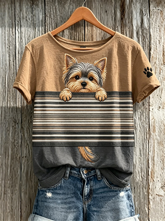 Kurz ärmel iges T-Shirt mit Farb block druck für Damen und Hunde in Yorkshire