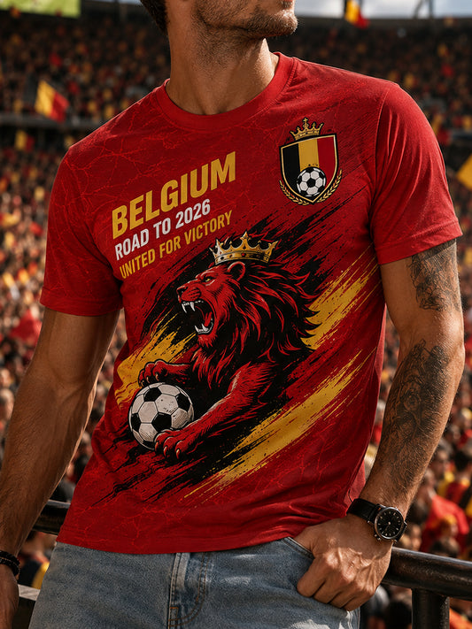 Herren-T-Shirt mit kurzen Ärmeln und Fußball-Print
