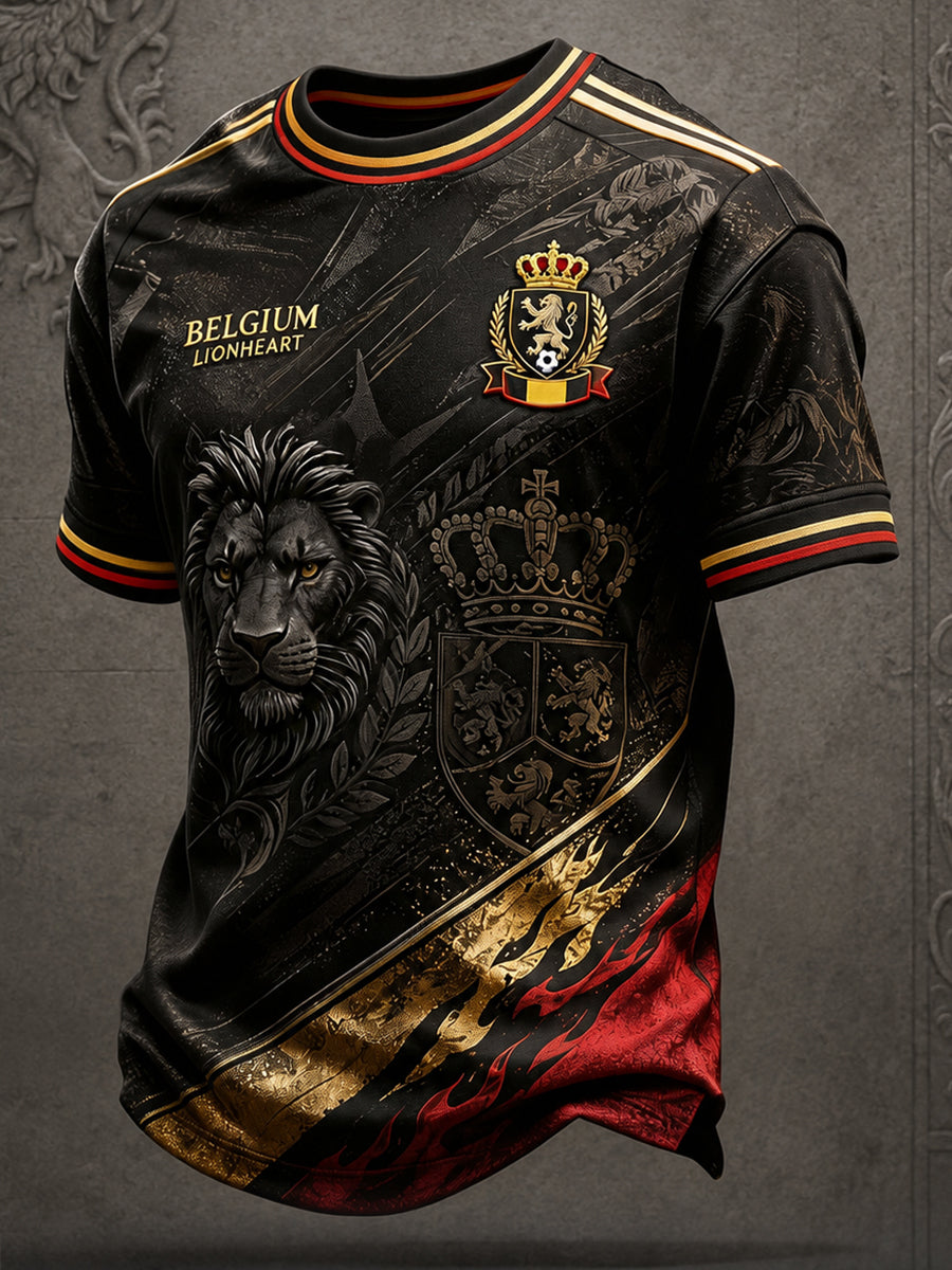 Männer Belgien Fußball Liebhaber Kunst Bedrucktes T-Shirt