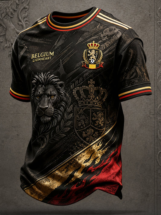 Männer Belgien Fußball Liebhaber Kunst Bedrucktes T-Shirt
