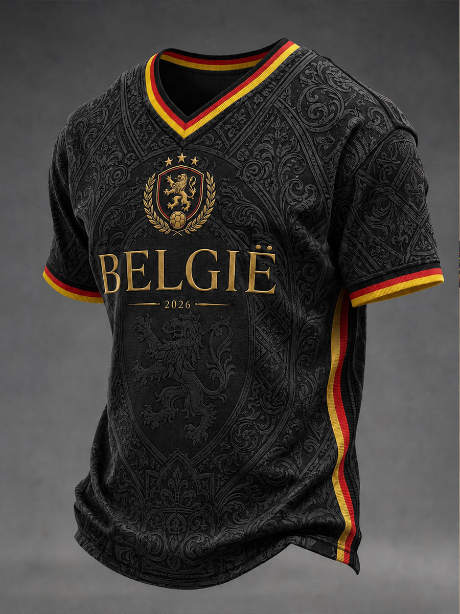 Herren-Fußball-T-Shirt aus Belgien mit kurzen Ärmeln