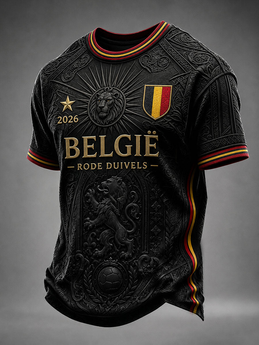 Herren-Fußball-T-Shirt aus Belgien mit kurzen Ärmeln