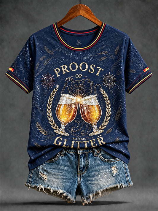 Frauen-T-Shirt mit Bierkunstmotiv zum Nationalfeiertag Belgiens