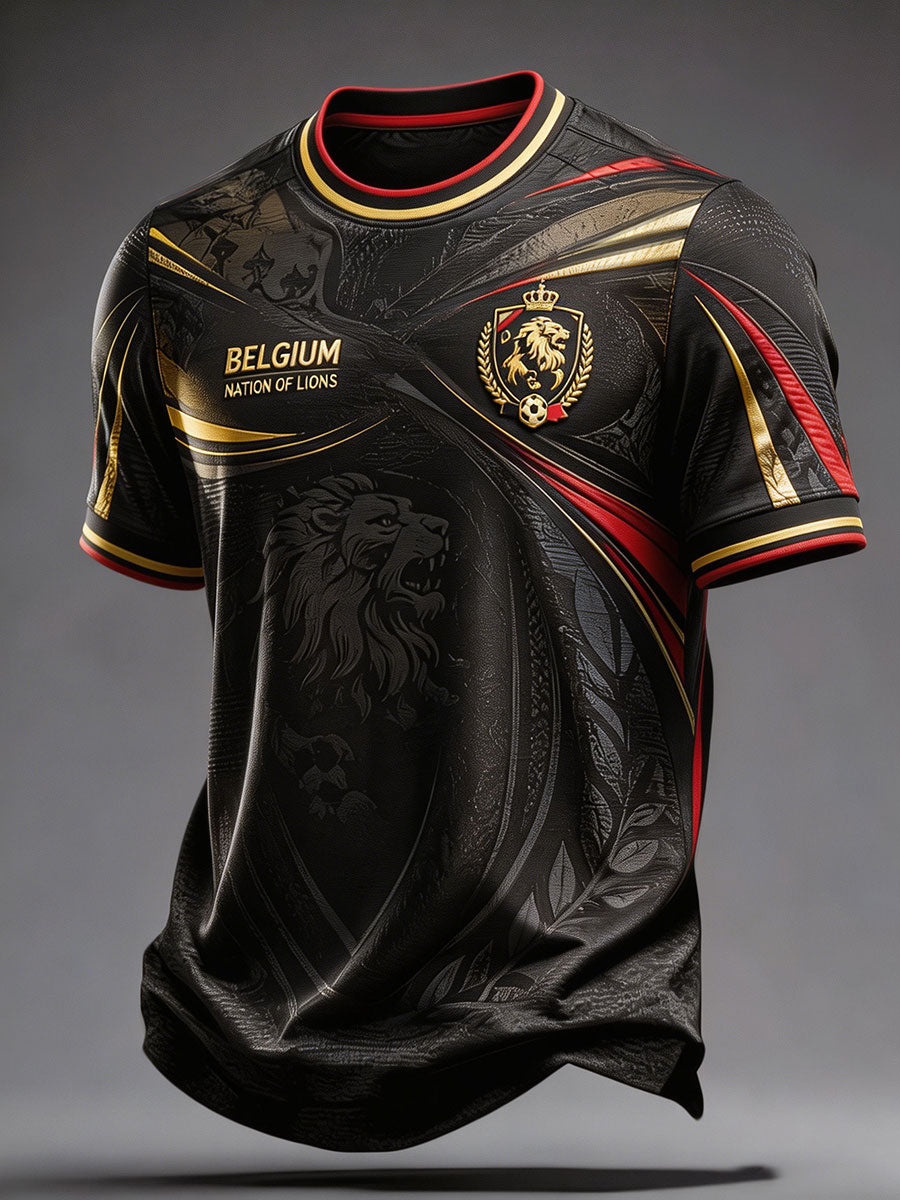 Herren-T-Shirt mit Kunstprint zum Thema belgischem Fußball