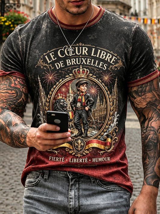 Herren-Bier-Kunst-T-Shirt mit belgischem Nationalfeiertag