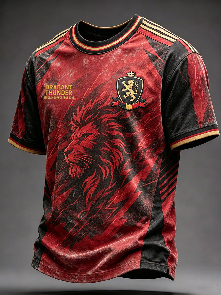 Herren-T-Shirt mit Kunstprint zum Thema belgischem Fußball