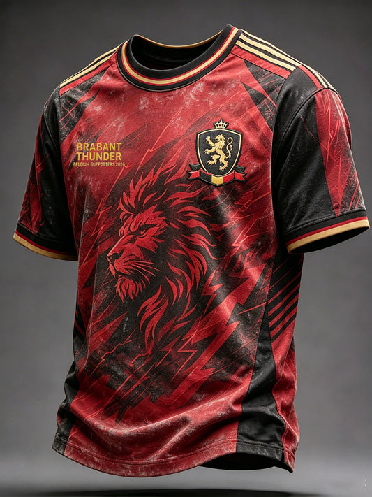 Herren-T-Shirt mit Kunstprint zum Thema belgischem Fußball