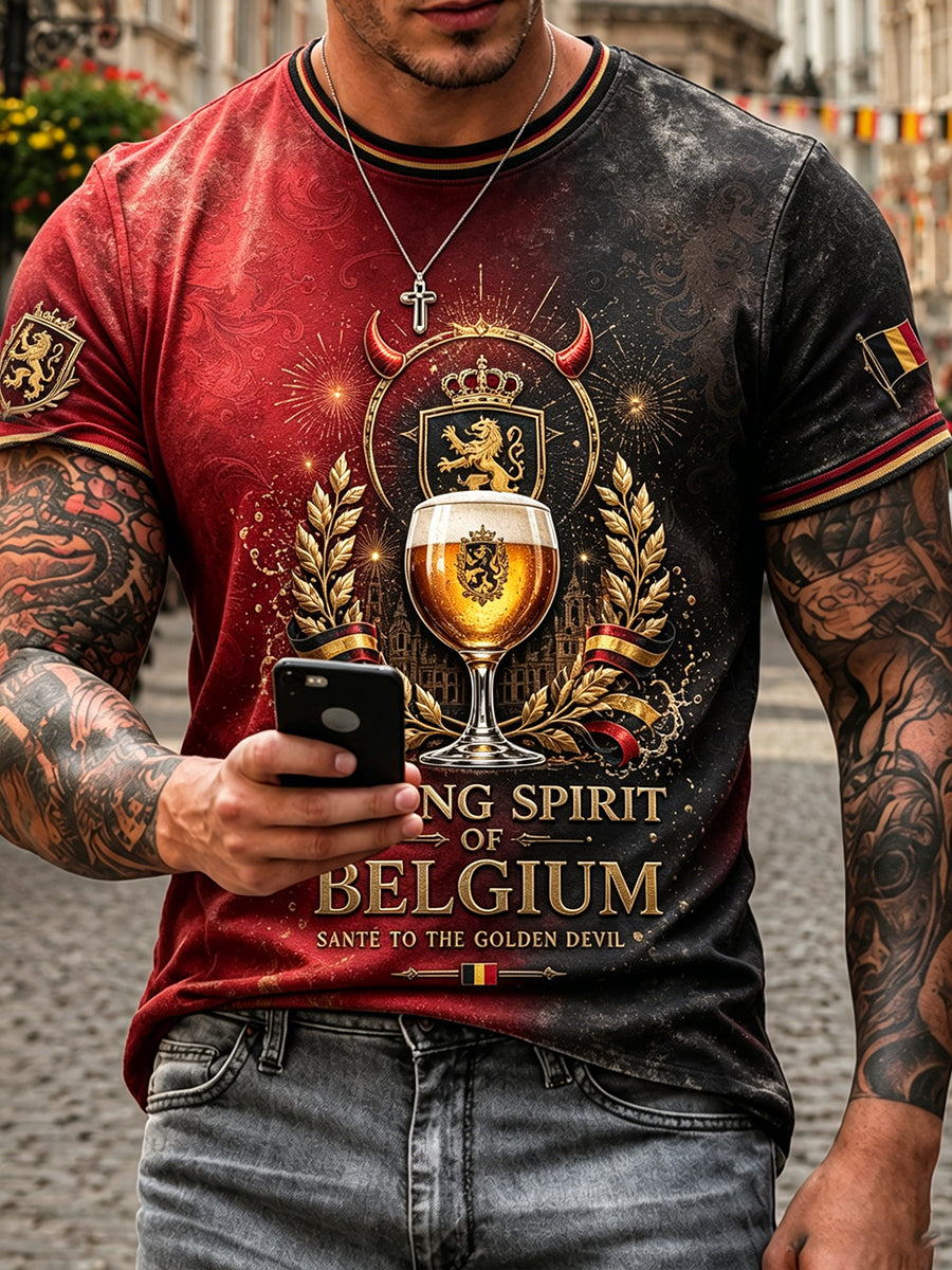 Herren-Bier-Kunst-T-Shirt mit belgischem Nationalfeiertag