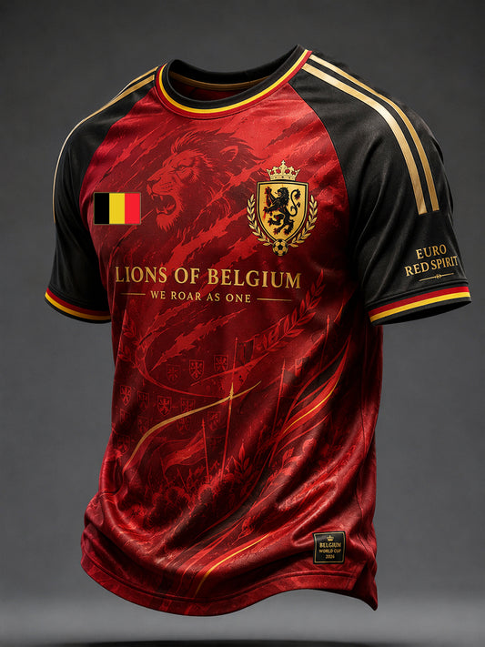 Herren-T-Shirt mit Kunstprint zum Thema belgischem Fußball