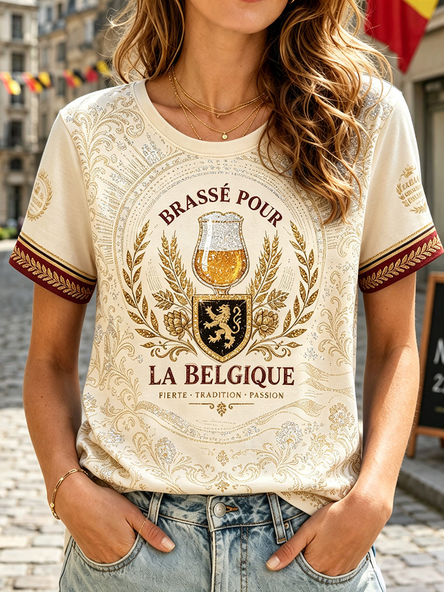 Frauen Belgiens National feiertag Biers kunst bedrucktes T-Shirt