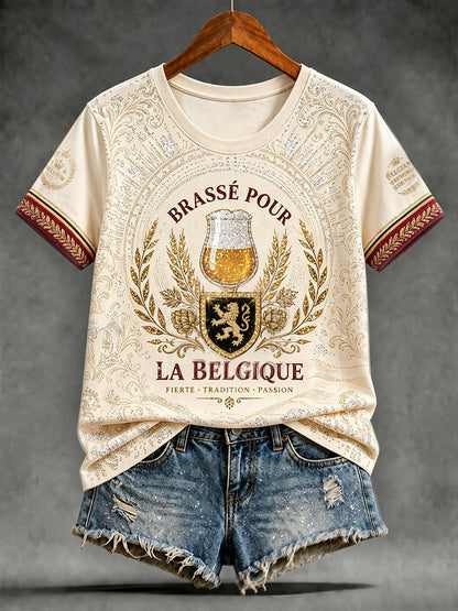 Frauen Belgiens National feiertag Biers kunst bedrucktes T-Shirt