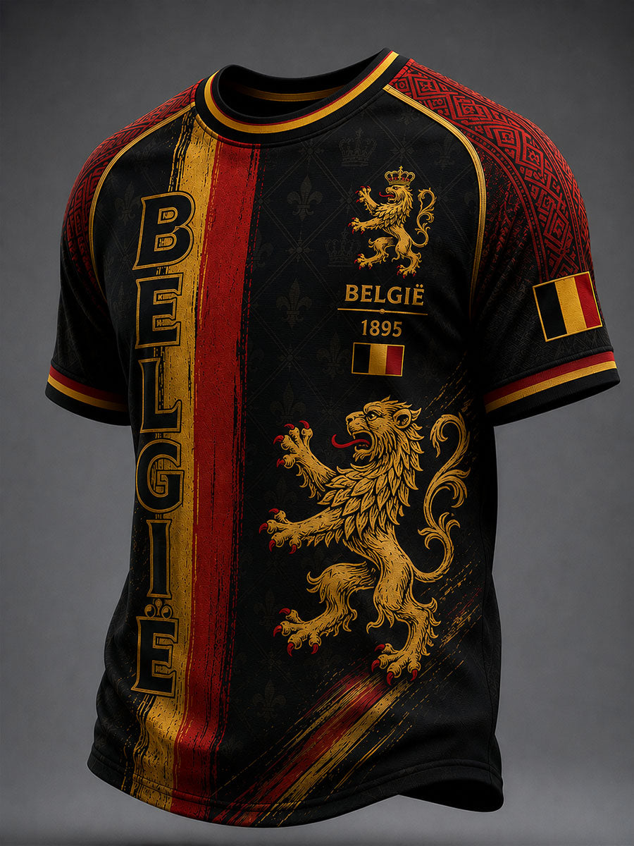 Herren-Fußball-T-Shirt aus Belgien mit kurzen Ärmeln