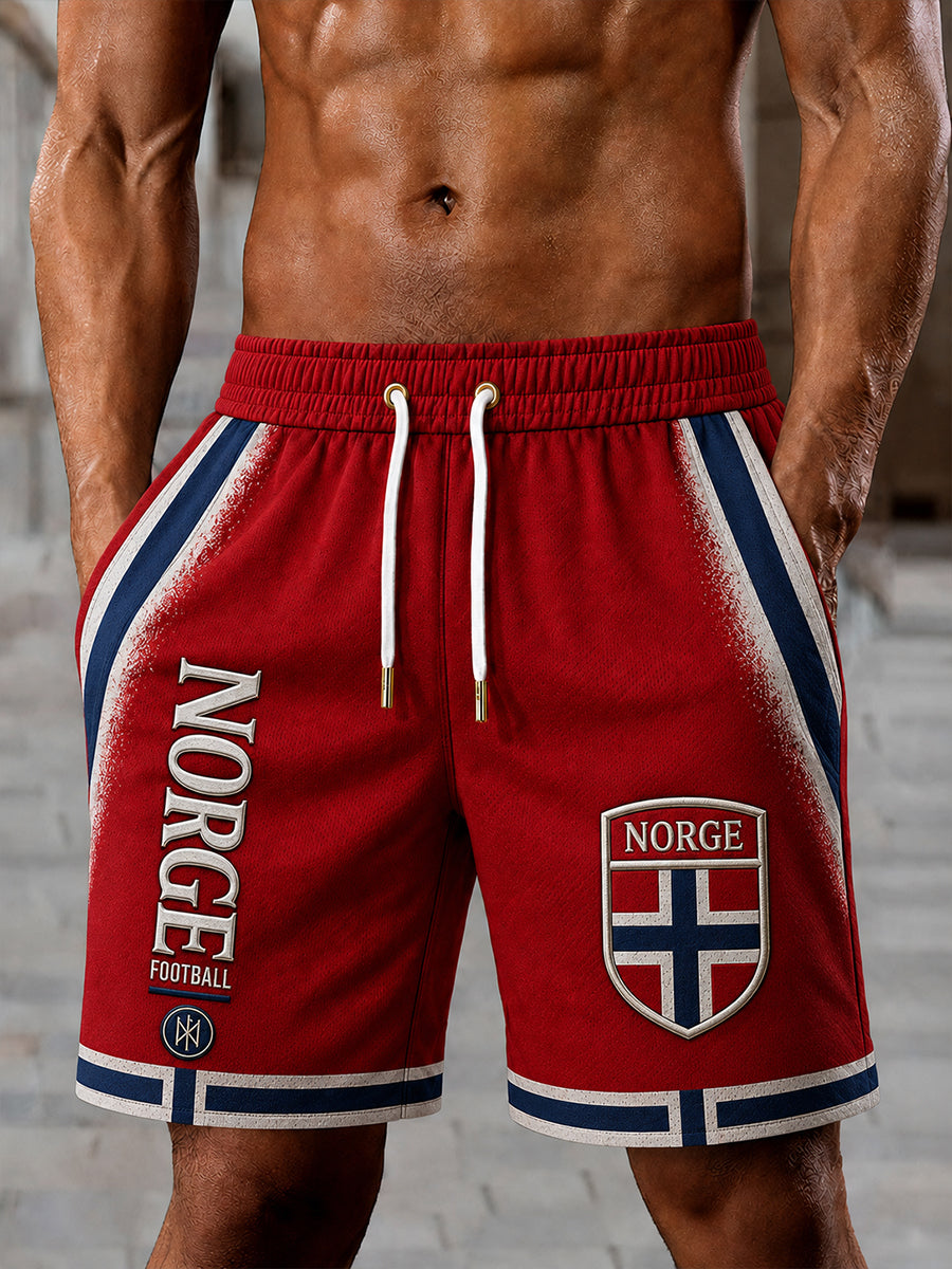 Retro norwegischer Fußballfan Kunstdruck Freizeit shorts