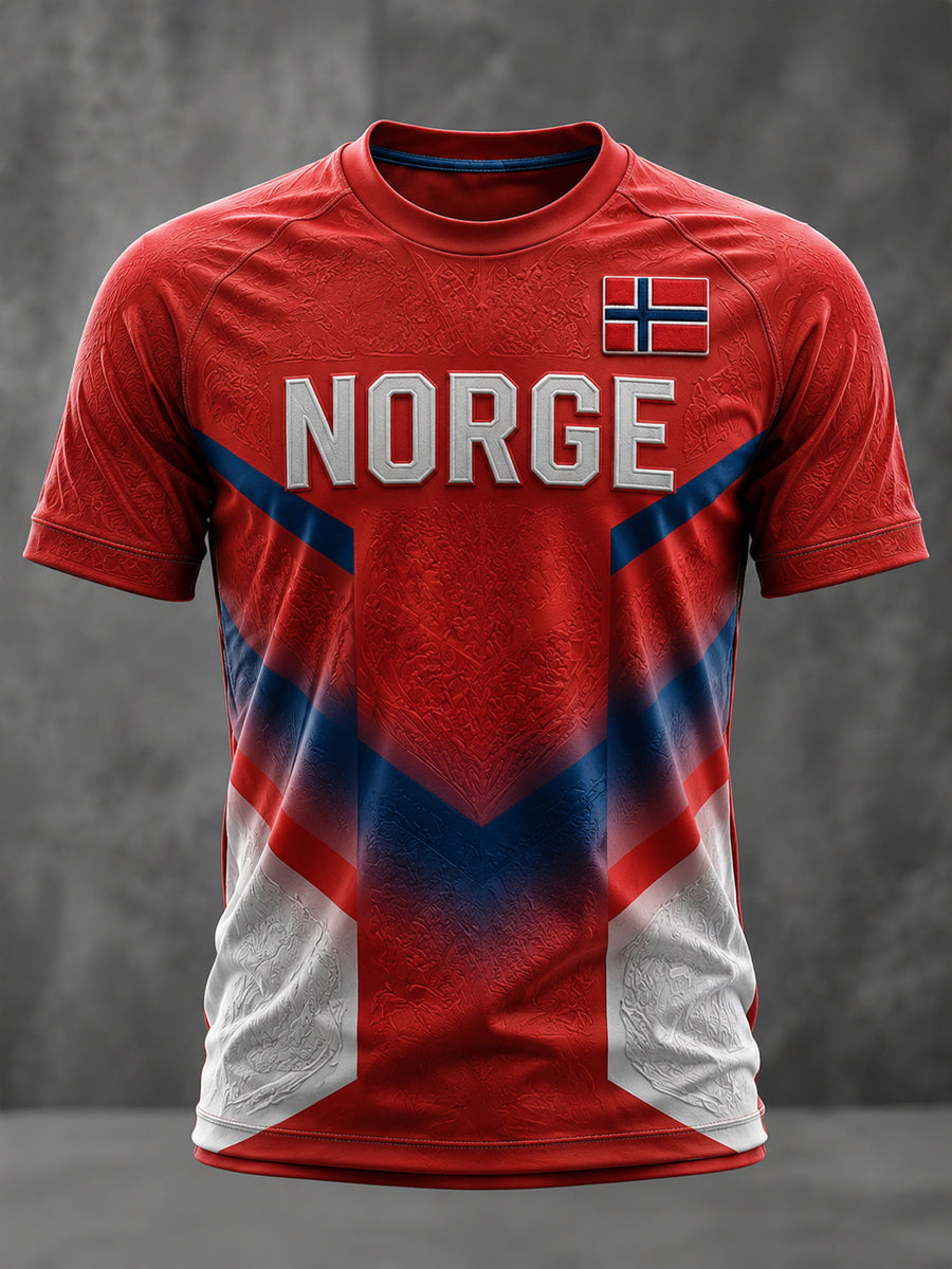Herren Norge Fußball bedruckt lässig kurze Ärmel T-Shirt