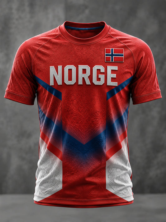 Herren Norge Fußball bedruckt lässig kurze Ärmel T-Shirt