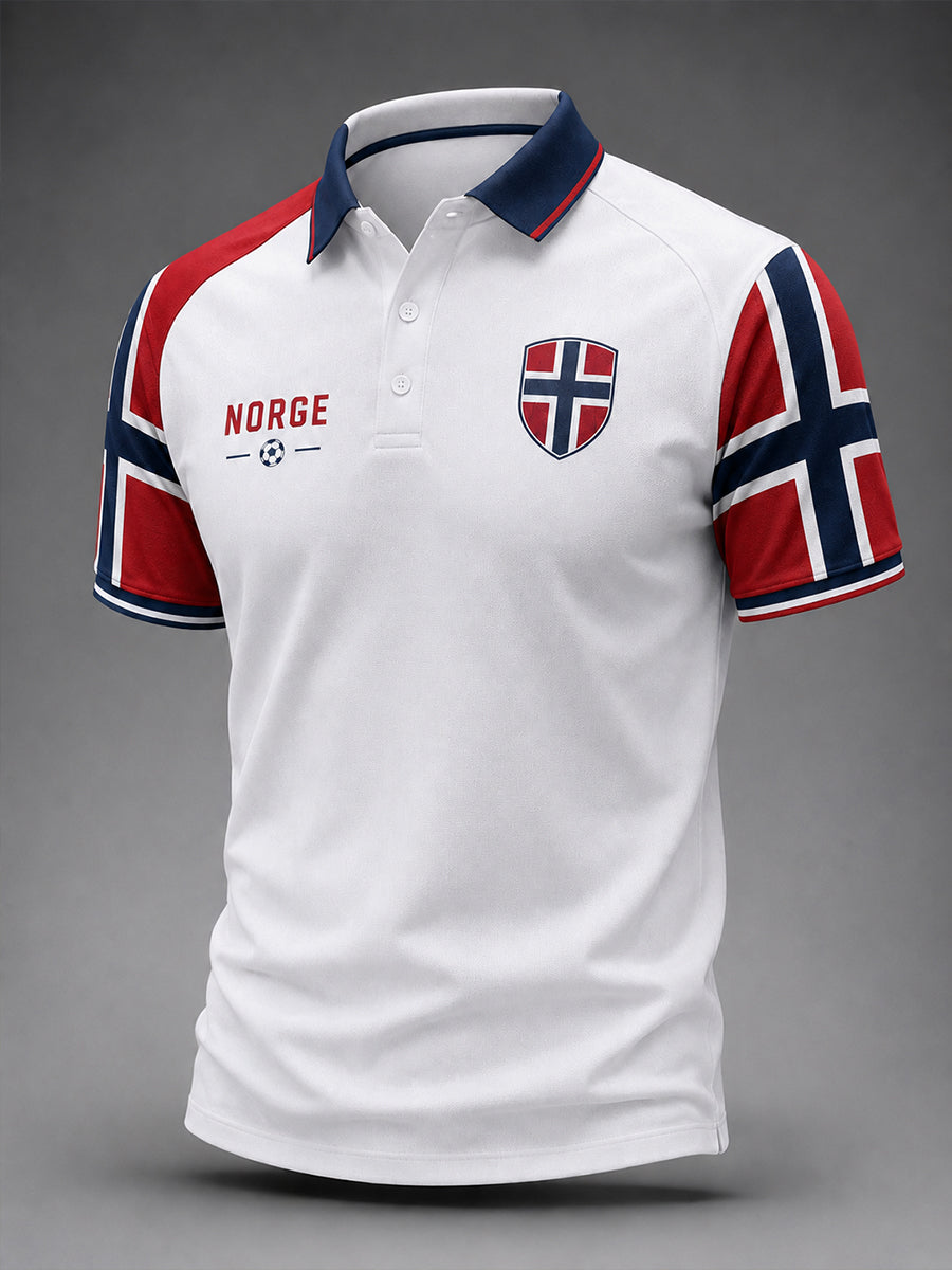 Retro-norwegisches Fußball-Fan‑Art‑Print lässiges Poloshirt