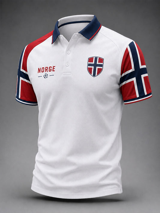 Retro-norwegisches Fußball-Fan‑Art‑Print lässiges Poloshirt