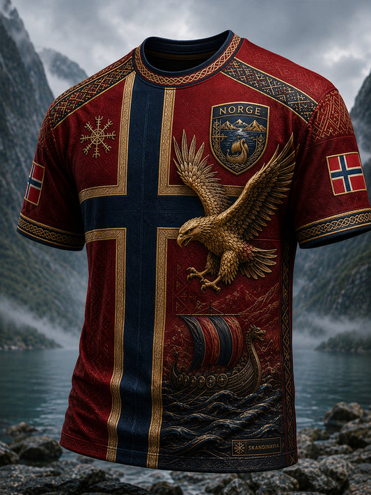 Retro-norwegischer Fußball-Fan-Art-Druck lässiges T-Shirt