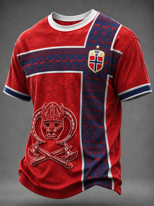 Herren Norge Fußball bedrucktes T-Shirt
