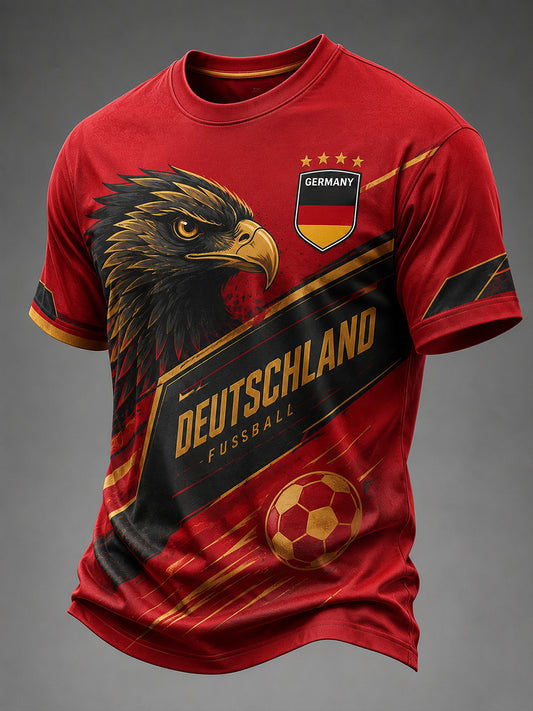 Herren-T-Shirt mit kurzen Ärmeln, Adler- und Fußballmotiv