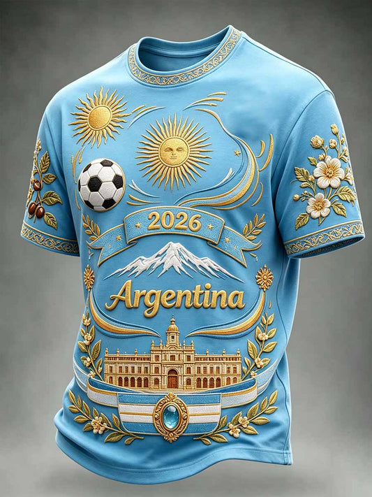Herren-Fußball-Souvenir-T-Shirt mit argentinischem Motiv