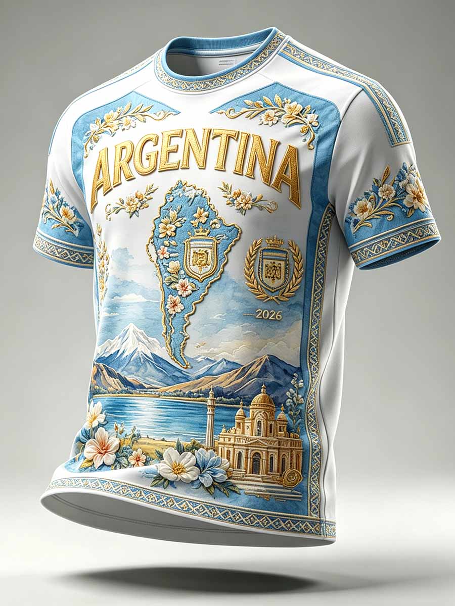 Herren-Fußball-Souvenir-T-Shirt mit argentinischem Motiv