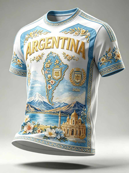 Herren-Fußball-Souvenir-T-Shirt mit argentinischem Motiv