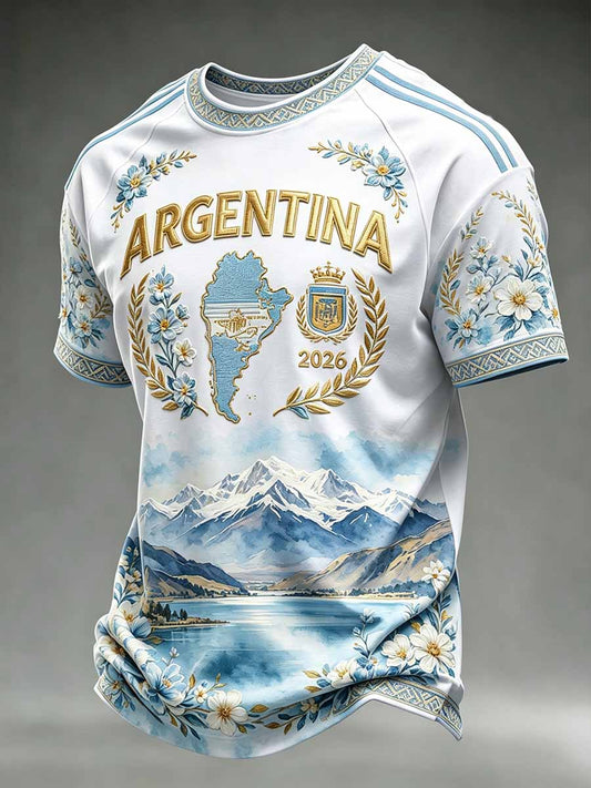 Herren Argentinien Fußball bedrucktes Souvenir T-Shirt