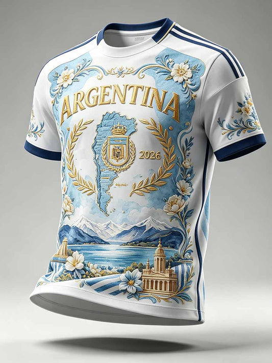 Herren-Fußball-Souvenir-T-Shirt mit argentinischem Motiv