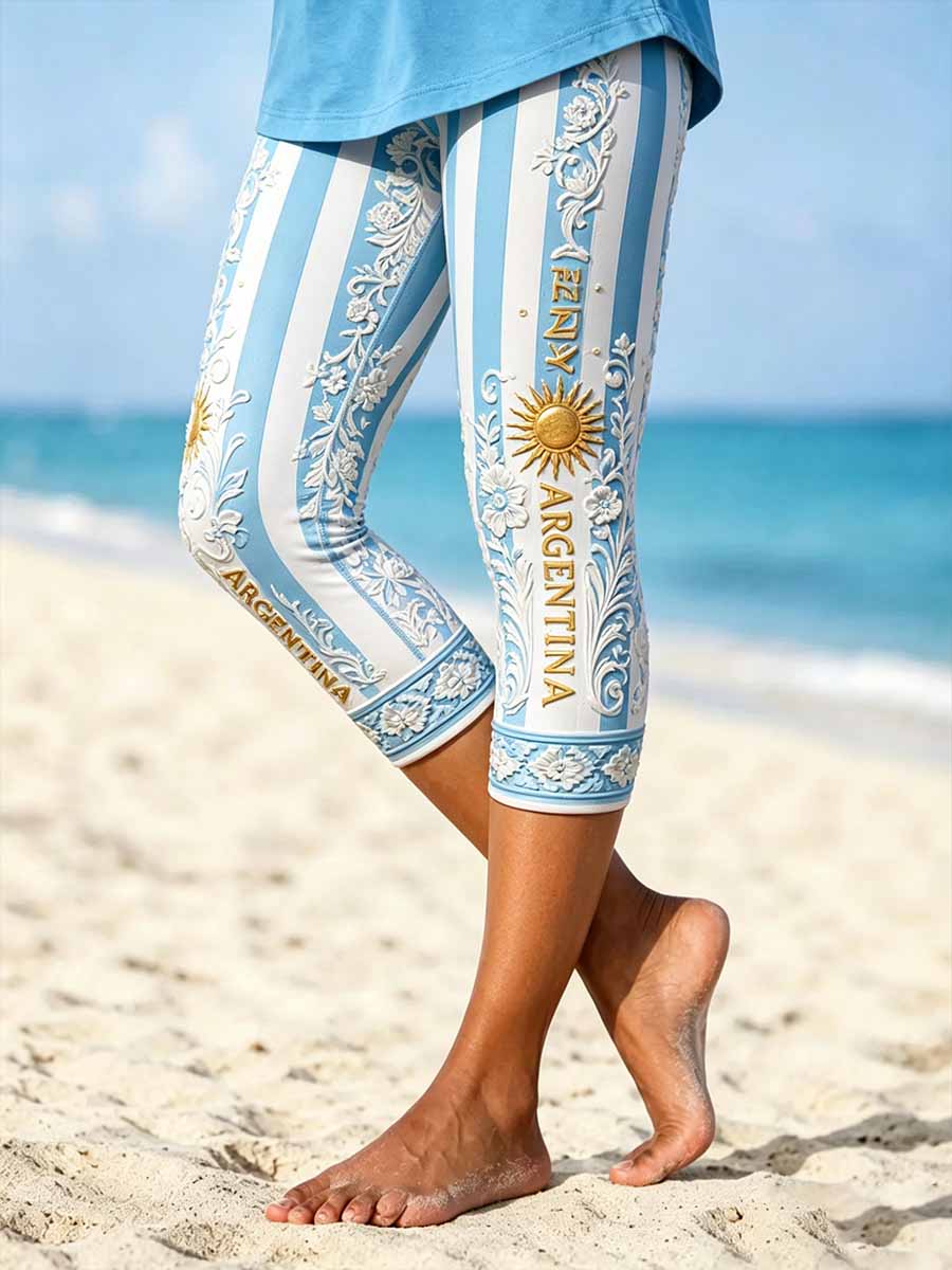 Frauen Argentin ische Fußball bedruckte Leggings
