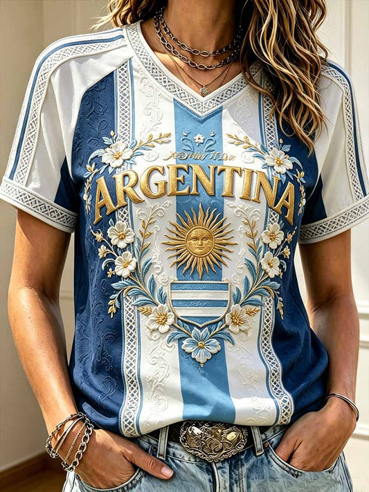 Frauen argentin isches Fußball bedrucktes T-Shirt