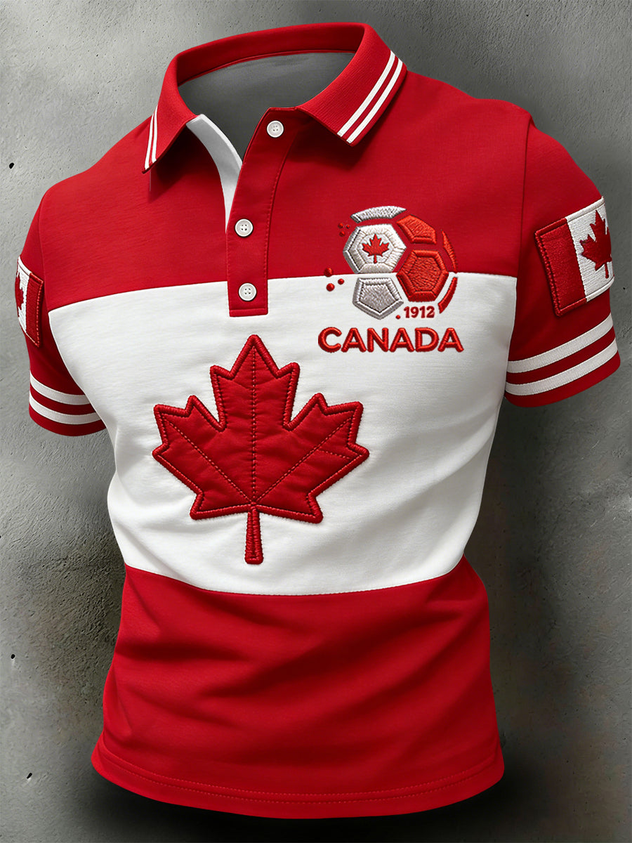 Retro Kanada 2026 Fußball Fan lässig Kunst Polo Shirt