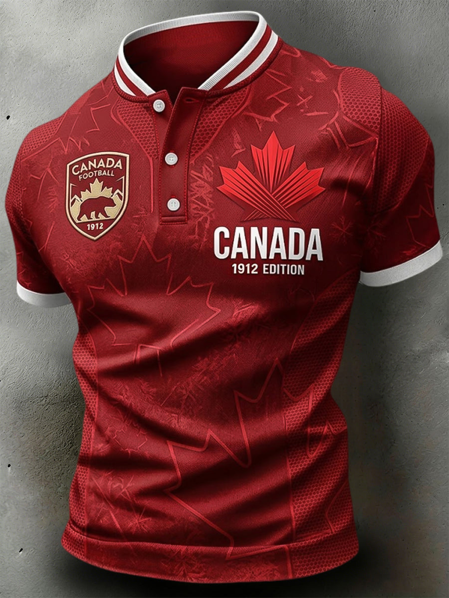 Kanada 2026 Fußball Ahornblatt Print Freizeit-Polo-Shirt