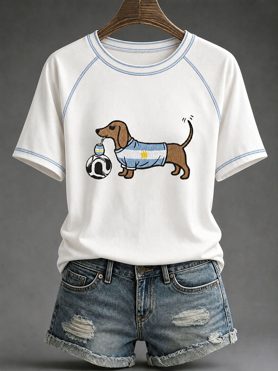 Damen-Fußball-T-Shirt mit argentinischem Motiv, lässig geschnitten