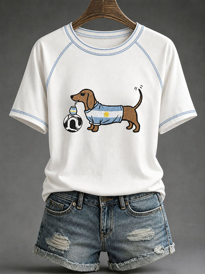 Damen-Fußball-T-Shirt mit argentinischem Motiv, lässig geschnitten