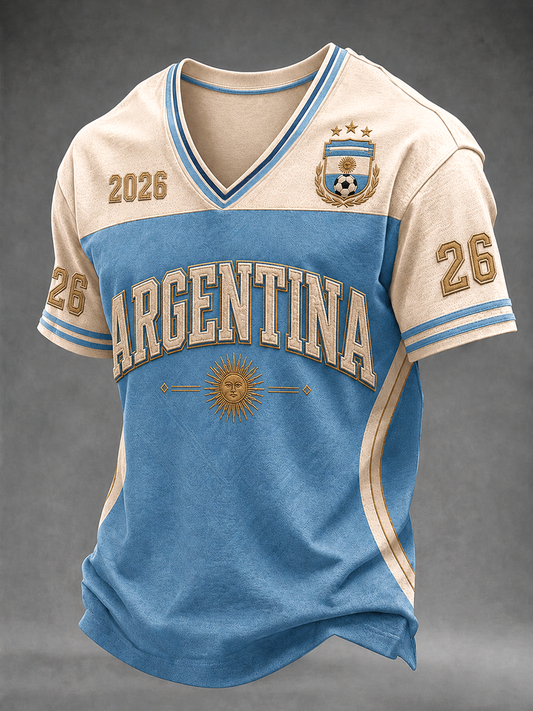 Herren-Fußball-T-Shirt mit argentinischem Motiv, lässig