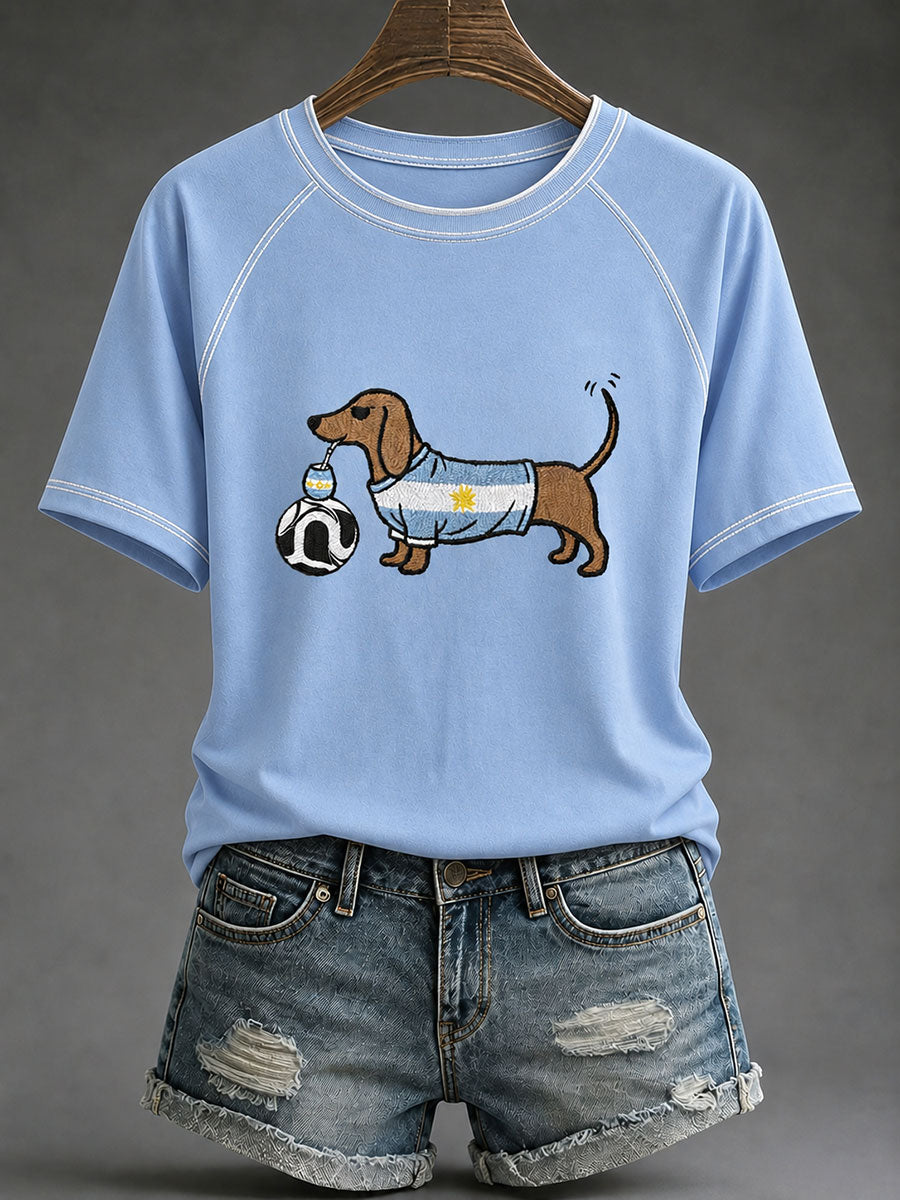 Damen-Fußball-T-Shirt mit argentinischem Motiv, lässig geschnitten