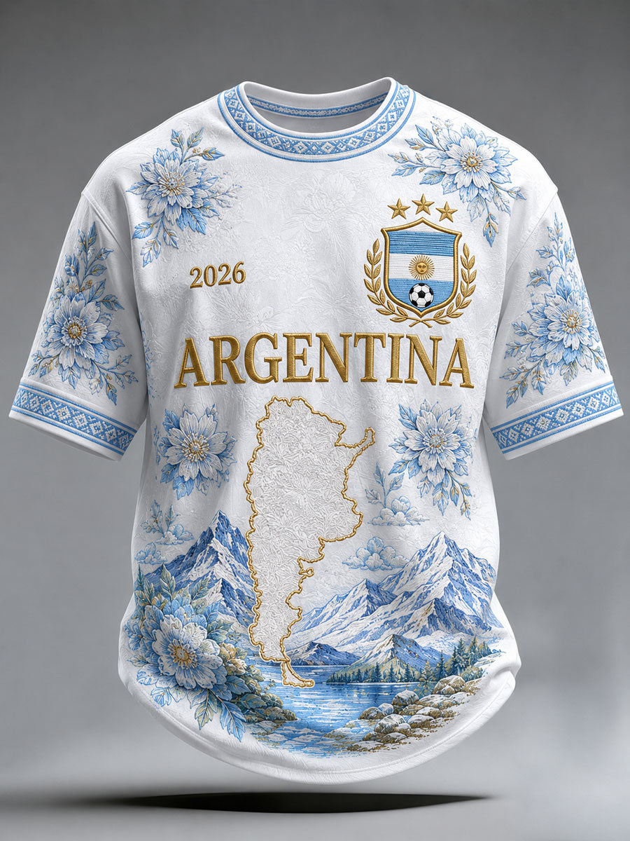 Herren Argentinien Fußball Print Casual T-Shirt