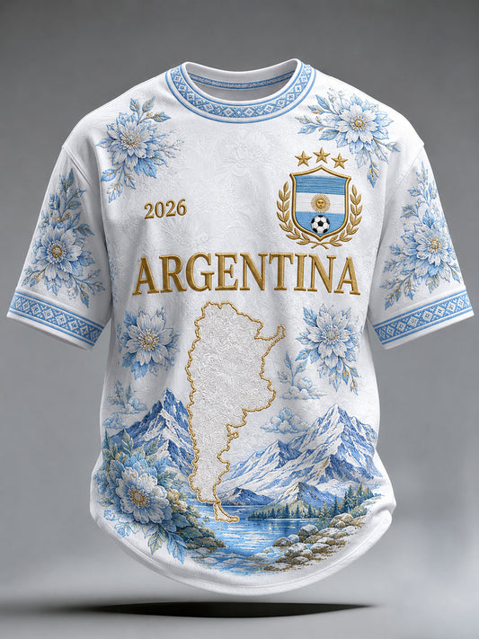 Herren Argentinien Fußball Print Casual T-Shirt
