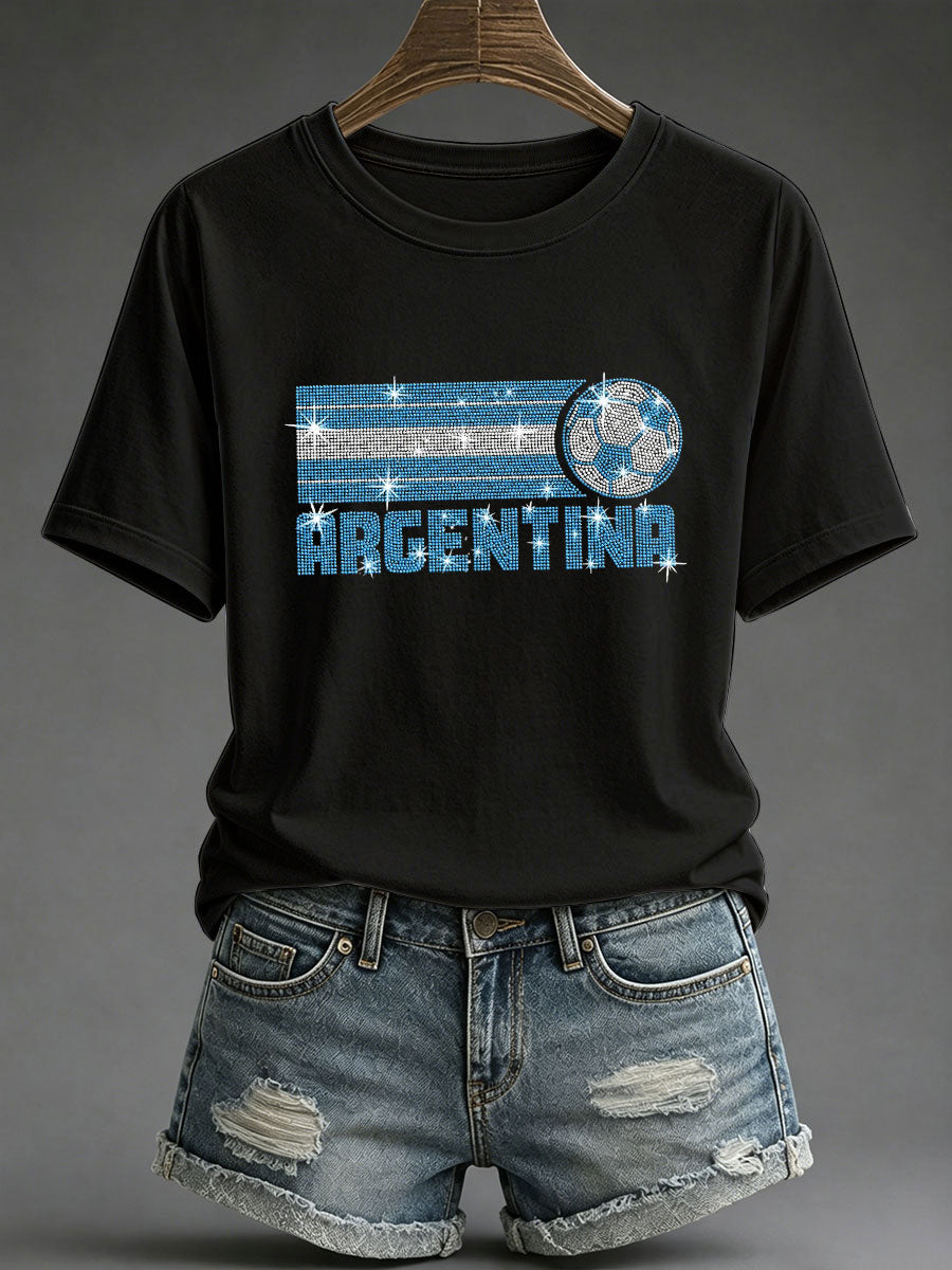Frauen Argentinien Fußball Print Casual T-Shirt