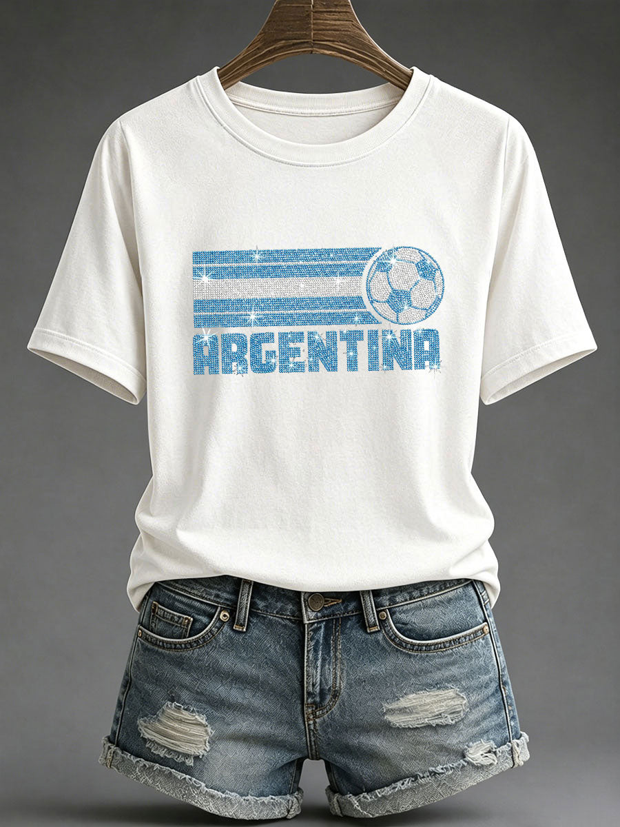 Frauen Argentinien Fußball Print Casual T-Shirt
