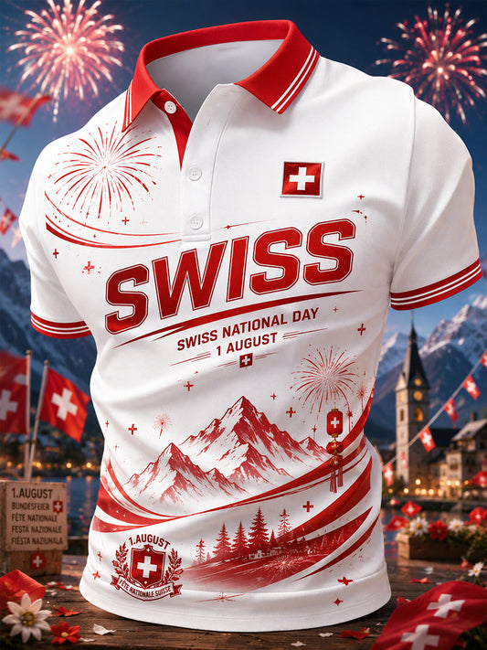 Herren-Poloshirt mit kurzen Ärmeln zum Nationalfeiertag