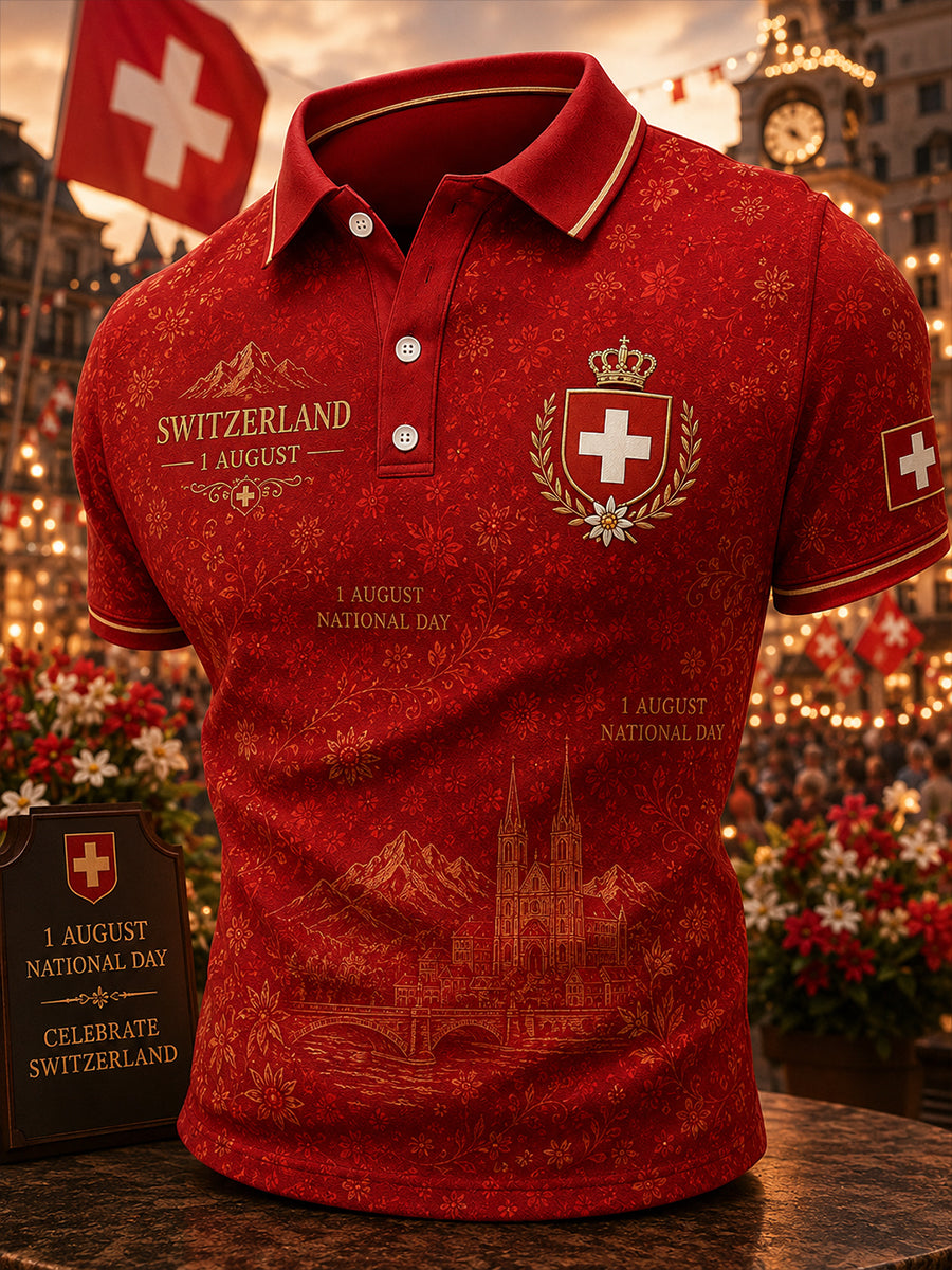 Herren-Poloshirt mit kurzen Ärmeln zum Nationalfeiertag
